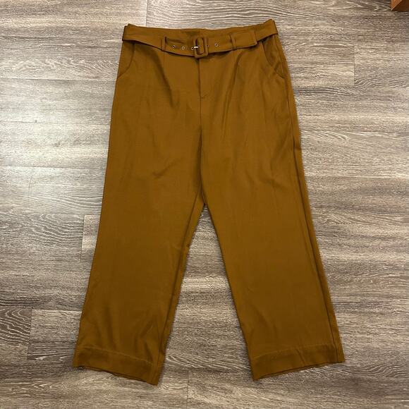EUC Remi x Revolve Danielle Belted Pants Brown 1X High Waist Wide Leg Trousers - Picture 13 of 15